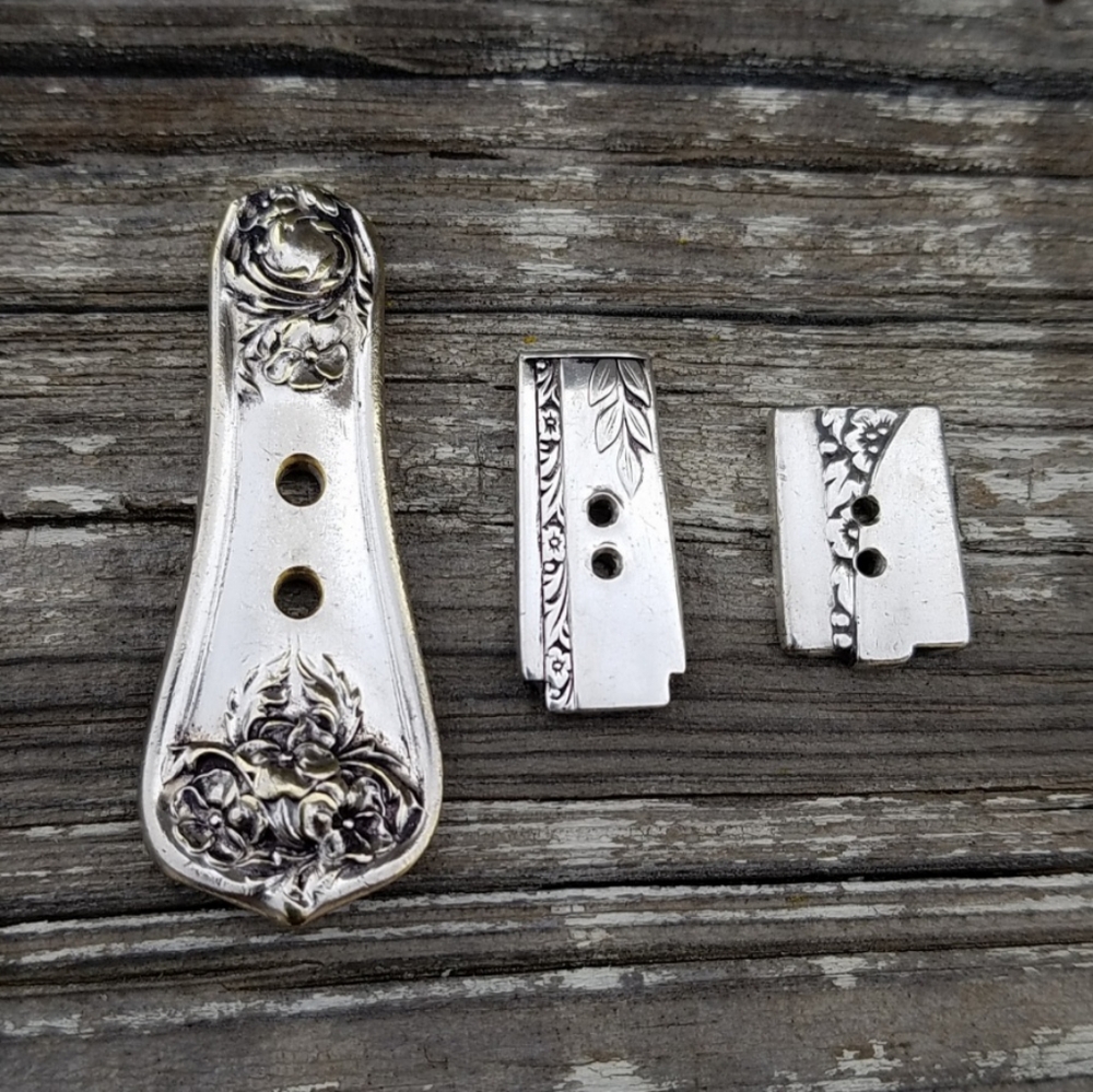 3 Buttons Handmade From Vintage Silverware Artisan